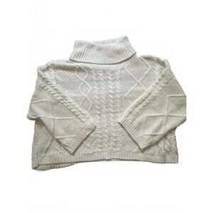 Petal + Pup Women's Cream Cable Knit Turtleneck Sweater L/XL